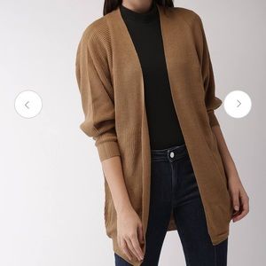 Forever 21 Camel Knit Open-Front Cardigan
